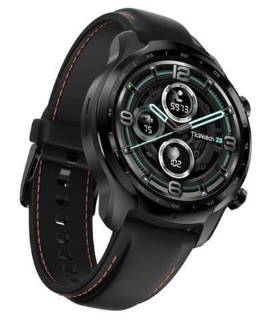 TicWatch Pro 3 GPS Smart-klokke, NFC, GPS (satellitt), Retina AMOLED, Pulsmåler, Vanntett, Bluetooth, 1 GB, 8 GB, Android, iOS, Wi-Fi, Snapdragon Wear 4100, 22 mm, Svart