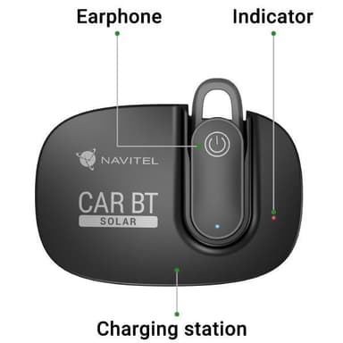 Navitel multifunksjonell Bluetooth -hodesett Solar Car BT Håndfri enhet, Bluetooth, svart, ladeindikator
