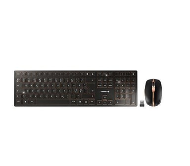 Tastiera E Mouse Cherry DW 9100 SLIM Wireless, Layout Tedesco QWERTZ, Nero