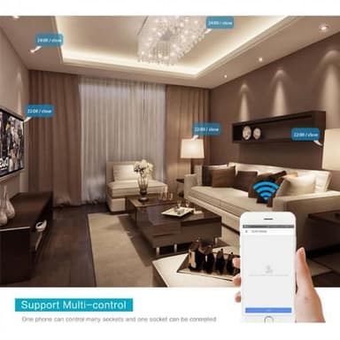WiFi smart stikkontakt med 4 stikkontakter + 4 USB hvit