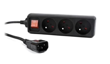 EnerGenie EG-PSU3F-01 UPS-strømskinne, 3 FR-kontakter, 10 A, C14-støpsel, 0,6 m kabel, svart EnerGenie 0,6 m