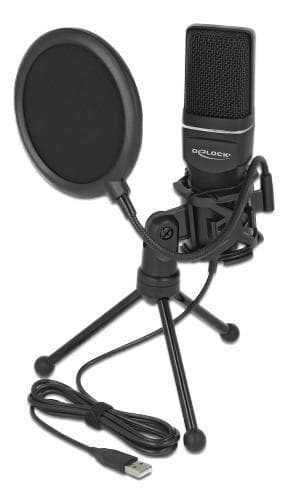 Delock USB kondensatormikrofonsett - for podcasting, spill og vokal