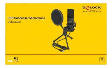 Delock USB kondensatormikrofonsett - for podcasting, spill og vokal