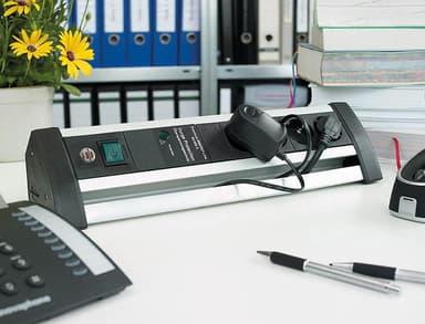 Brennenstuhl Office Line, stikkontakt med 6xCEE 7/4 sokkel, 1xCEE 7/7, sv