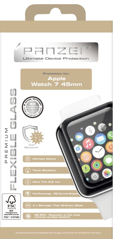 Panzer Apple Watch 7 45mm fleksibel skjermbeskytter i glass