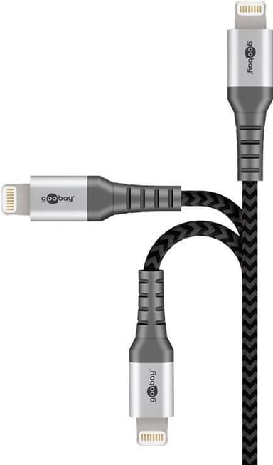 Lightning USB-C ""lader og synkroniserer helmetallkabel