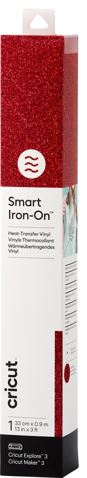 Cricut Smart Iron-On Glitter ark 33x91 (Rød m/ glitter)