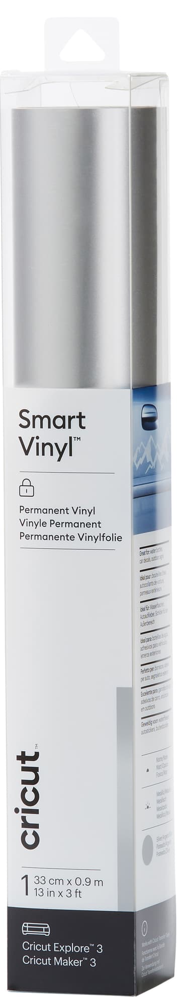 Cricut Smart Vinyl Permanent vinylark 33 x 91 cm (matt sølv)