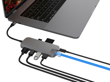 Hyperdrive Slim USB-C 8-i-1 hub (grå)