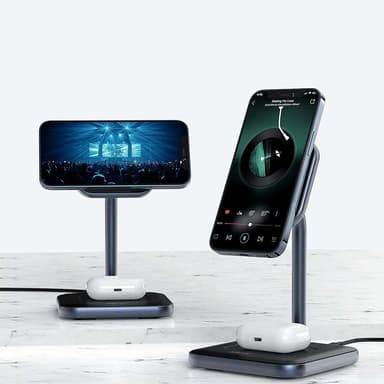 NÖRDIC Trådløs Magsafe Ladestasjon 2 i 1 for Apple Iphone og Airpods Iphone 13 Iphone 12