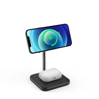 NÖRDIC Trådløs Magsafe Ladestasjon 2 i 1 for Apple Iphone og Airpods Iphone 13 Iphone 12