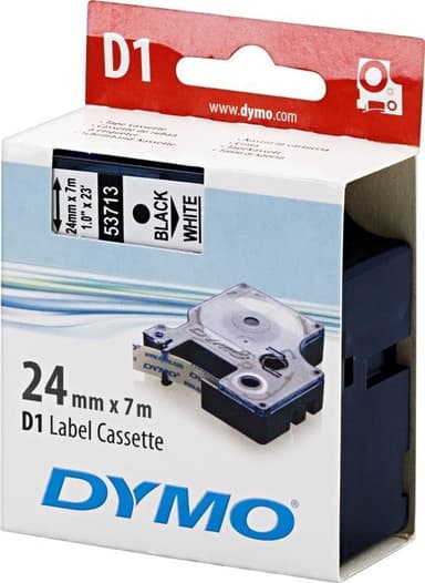 DYMO D1 märktejp standard 24mm, svart på vitt, 7m rulle