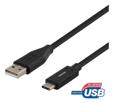 deltaco USB 2.0 cable, type A M, type C M, 0.5m, black