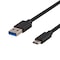 DELTACO PRIME USB 3.1 Gen1 kabel, stoff, USB-C ha -  A ha, 1m, sort