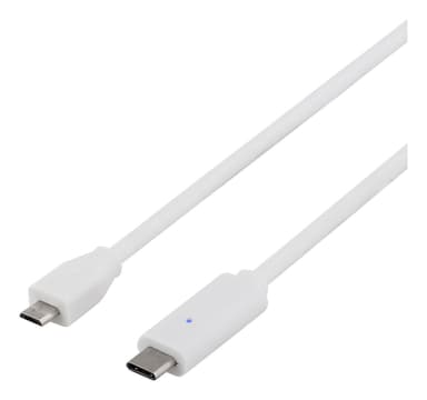 DELTACO USB 2.0 kabel, Type C - Type Micro B ha, 2m, hvit