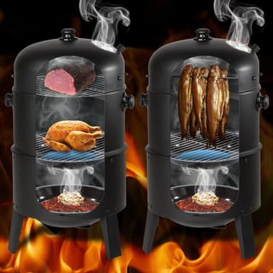 3 i 1 BBQ røykovn - svart