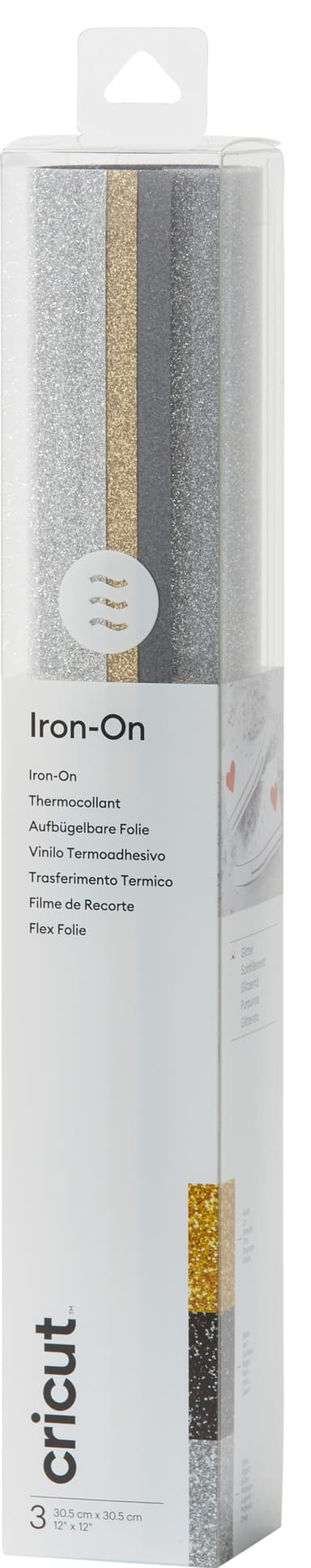 Cricut Iron-On Glitter strykeark 30x30 cm (Samlepakke)