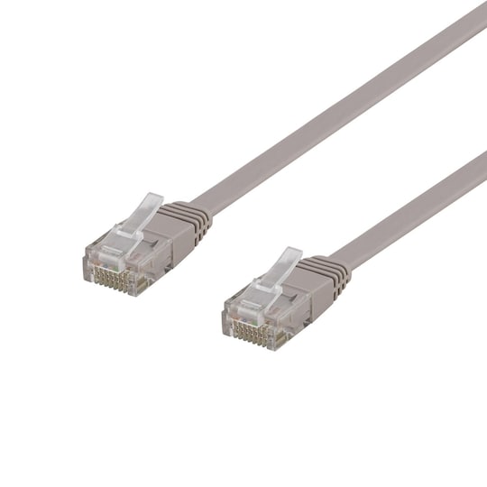 deltaco U/UTP Cat6 patch cable, flat, 0.3m, 250MHz, grey