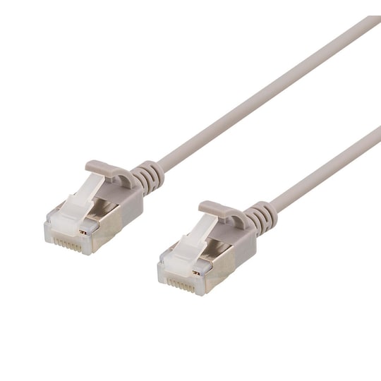 U/FTP Cat6a patch cable, slim, 3.8mm in diameter, 1m, grey