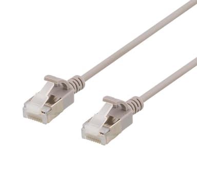 deltaco U/FTP Cat6a patch cable, slim, 3.8mm in diameter, 3m, grey