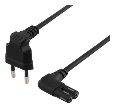 DELTACO ungrounded device cable, 3m, angled CEE 7/16 - IEC 60320, blac