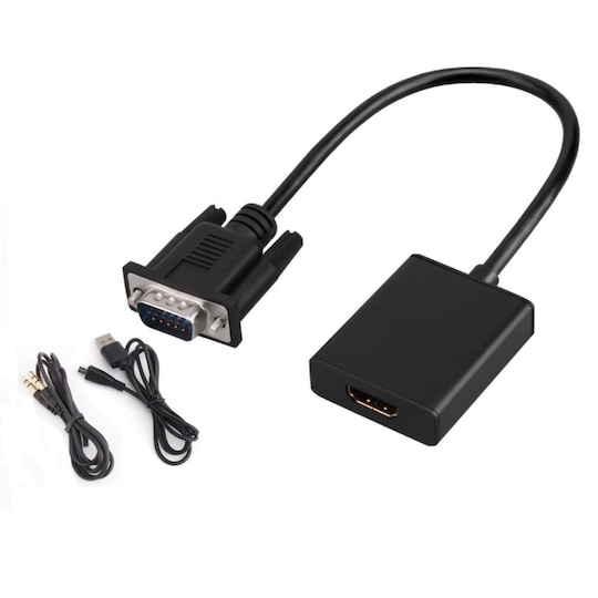 VGA til HDMI -kompatibel adapter med lydkabel