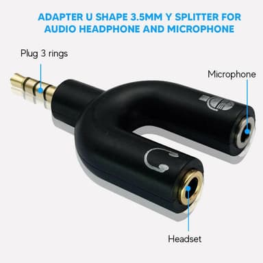 3.5 mm splitter för ljud och mic - svart