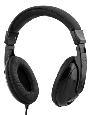 Headphones with volume control 2.5m cable, black