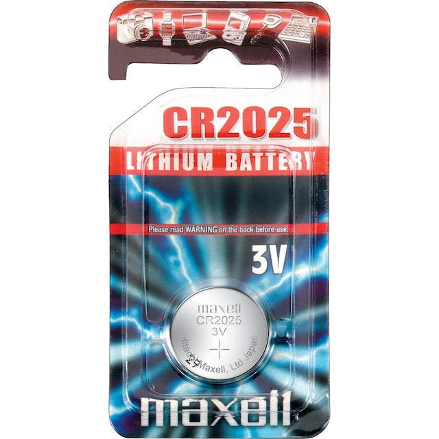 Maxell knappcellebatteri litium, 3V (CR2025), 1-pakning