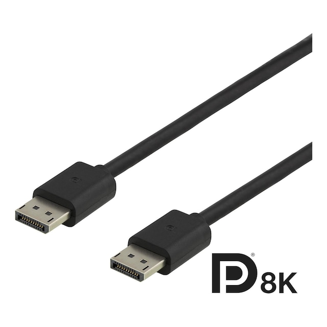 DELTACO DisplayPort kabel, DP 1.4, 7680x4320 i 60Hz, 1,5m, svart