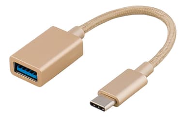 DELTACO PRIME USB -adapter, 3.1 Gen1, Type C ha, Type A ho, 0.15m, gull