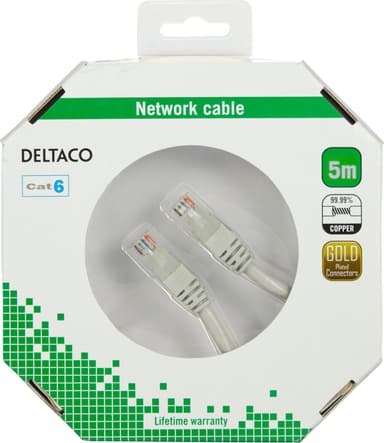 DELTACO UTP Cat6 patchkabel 5m, grå
