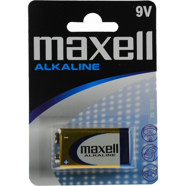 Maxell batteri, 9V / 6LR61, Alkaline, 1-pakning