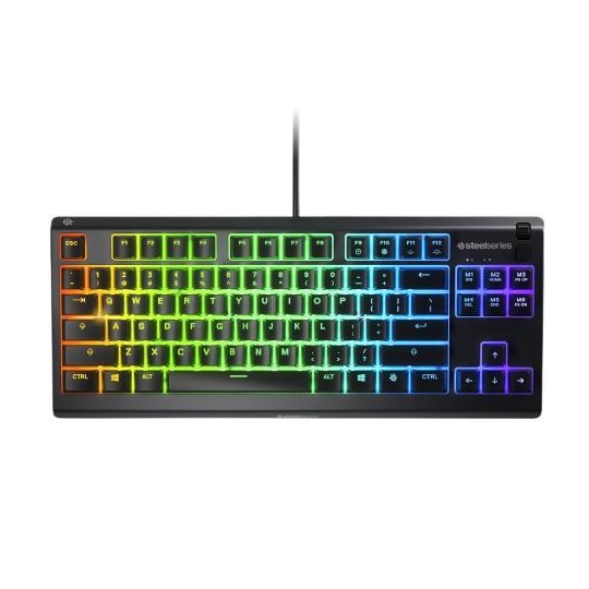 SteelSeries Gaming Keyboard Apex 3 Tenkeyless, RGB LED-lys, US Layout, Svart, Kablet, Whisper-Quiet Switches