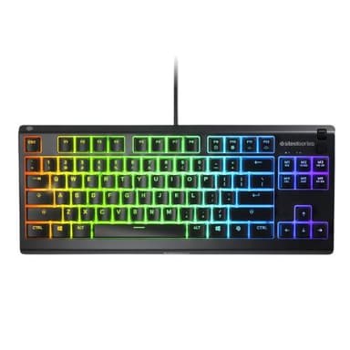 SteelSeries Gaming Keyboard Apex 3 Tenkeyless, RGB LED-lys, US Layout, Svart, Kablet, Whisper-Quiet Switches