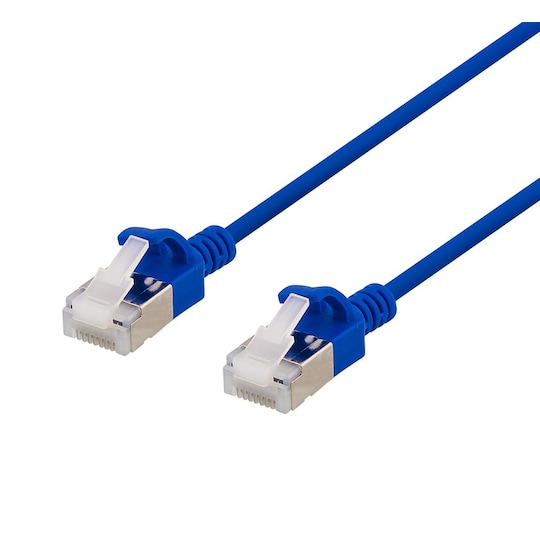 deltaco U/FTP Cat6a patch cable, slim, 3.8mm in diameter, 3m, blue