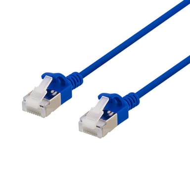 deltaco U/FTP Cat6a patch cable, slim, 3.8mm in diameter, 3m, blue