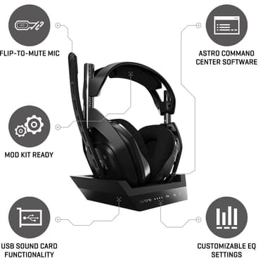 Astro A50 trådløst gaming headset og Astro A50 basestasjon