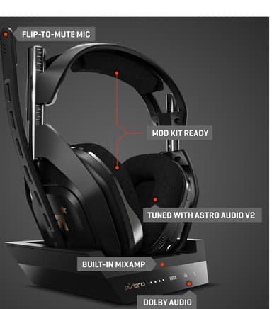 Astro A50 trådløst gaming headset og Astro A50 basestasjon