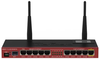 MikroTik Router RB2011UIAS-2HND-IN 802.11n, 10/100/1000 Mbit/s, Ethernet LAN (RJ-45) porter 10, Antennetype Ekstern, 1xUSB