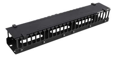 DELTACO 19"" cable management, metal/plastic, finger duct and feedthrou