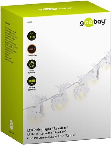 Goobay Strengelys ""Reinsdyr"" med 10 lysdioder, hvit