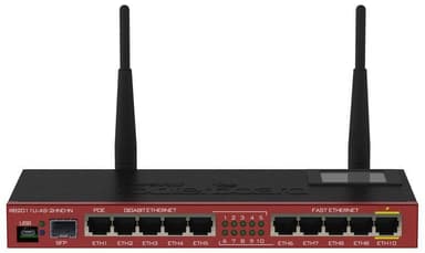 MikroTik Router RB2011UIAS-2HND-IN 802.11n, 10/100/1000 Mbit/s, Ethernet LAN (RJ-45) porter 10, Antennetype Ekstern, 1xUSB