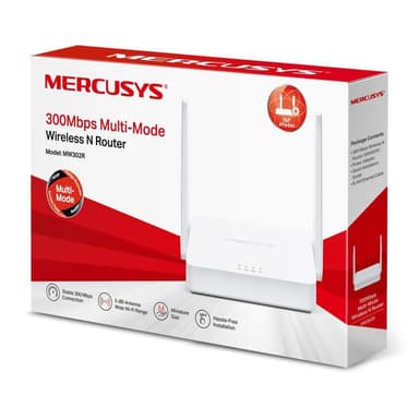 Mercusys Multi-Mode Wireless N Router MW302R 802.11n, 300 Mbit/s, 10/100 Mbit/s, Ethernet LAN (RJ-45) porter 2, Antennetype 2xFixed, Hvit