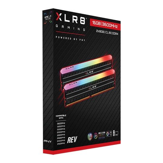 PNY XLR8 Gaming REV™ RGB 16GB (2x8GB) DDR4 3600MHz Desktop Memory Kit