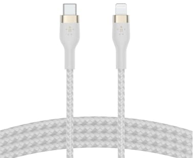 Belkin USB-C til Lightning flettet silikonkabel 3m (hvit)