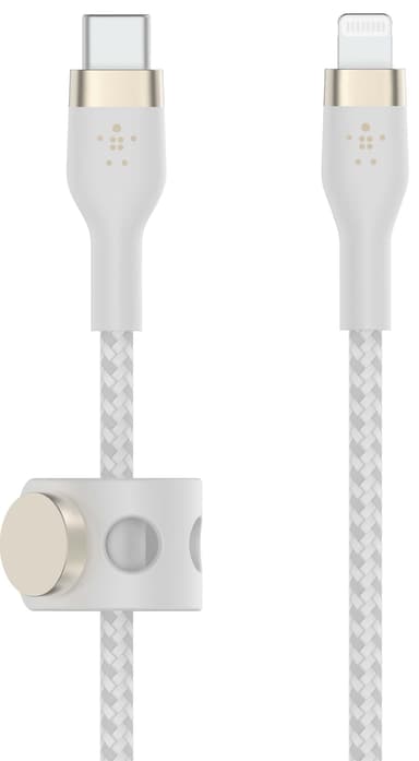 Belkin USB-C til Lightning flettet silikonkabel 3m (hvit)