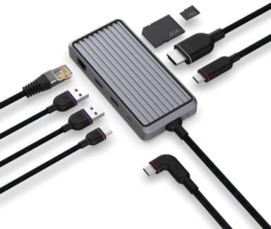 Unisynk 8-Port USB-C hub (grå)