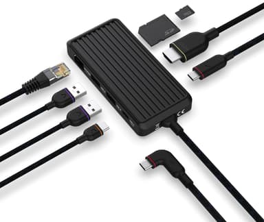 Unisynk 8-Port USB-C hub (sort)