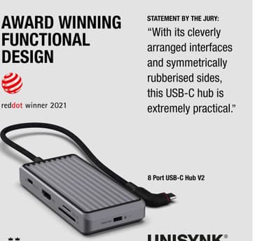Unisynk 8-Port USB-C hub (grå)